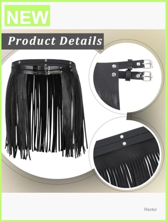 PU Leather Wide Tassel Waist Belt for Women Fringe Skirt Belt Vintage main image 4